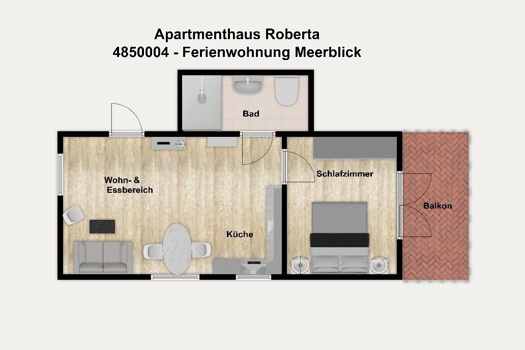 Apartmenthaus Roberta Ferienwohnung Meerblick Borkum - Grundriss