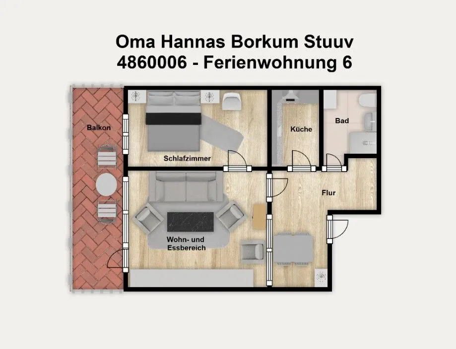 Oma Hannas Borkum Stuuv Ferienwohnung 6 Borkum - Grundriss