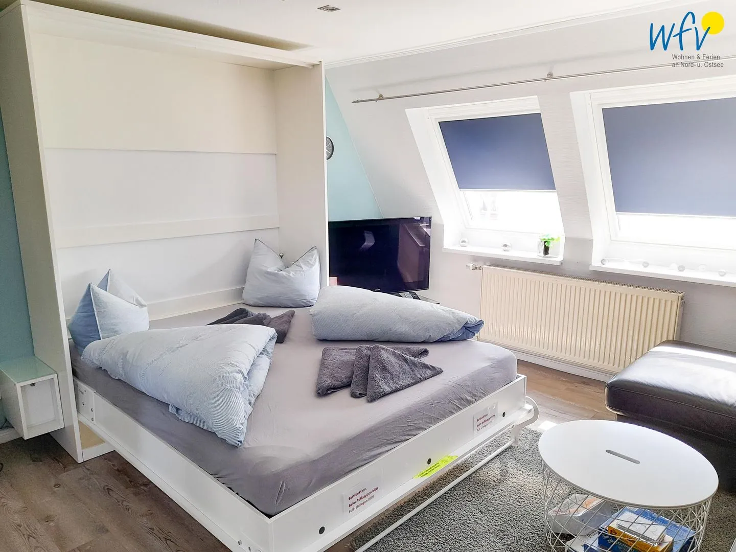 Strandhus Ferienwohnung Panorama Ausblick Borkum - Schlafzimmer