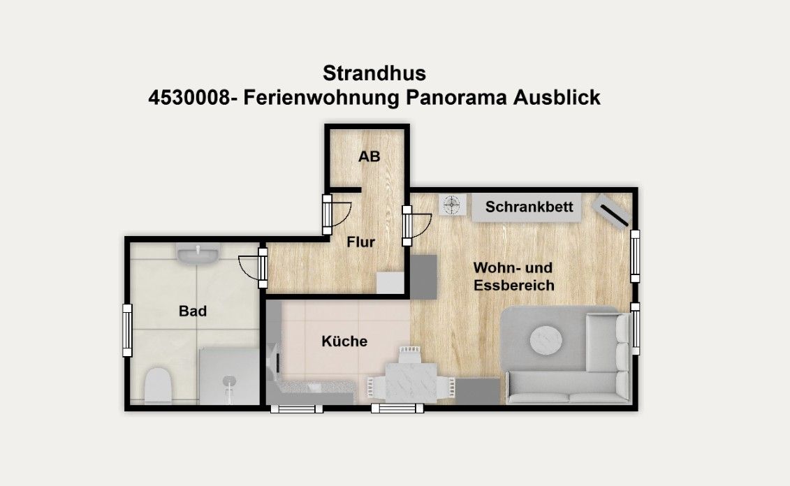 Strandhus Ferienwohnung Panorama Ausblick Borkum - Grundriss