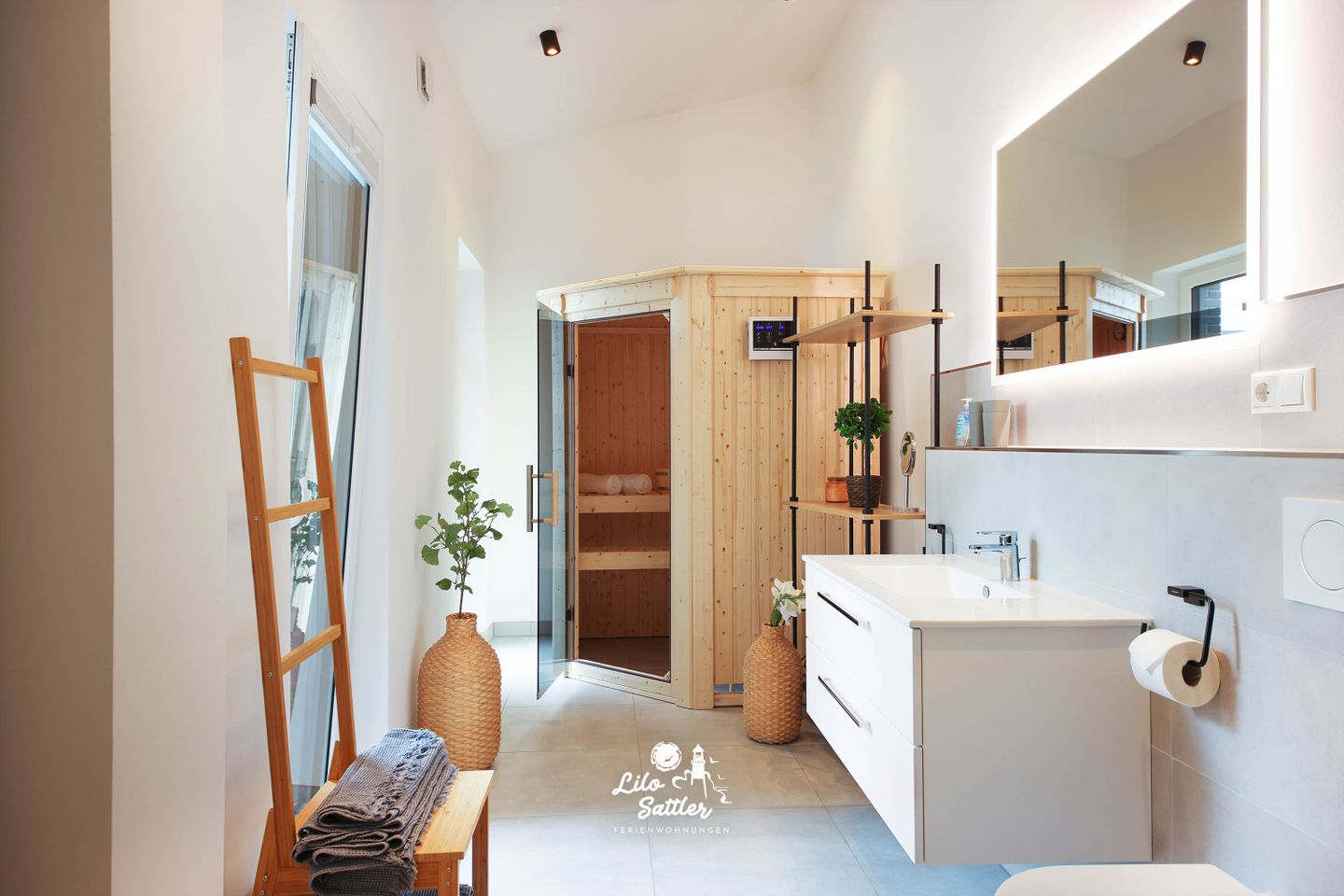 "Deichstuben" Whg. 1,Badezimmer mit Sauna