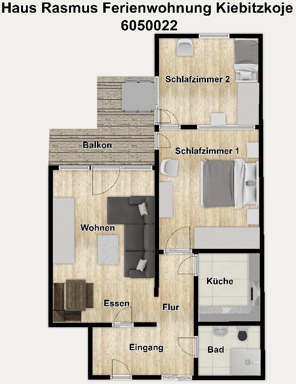 Haus Rasmus Ferienwohnung Kiebitzkoje Langeoog - Grundriss