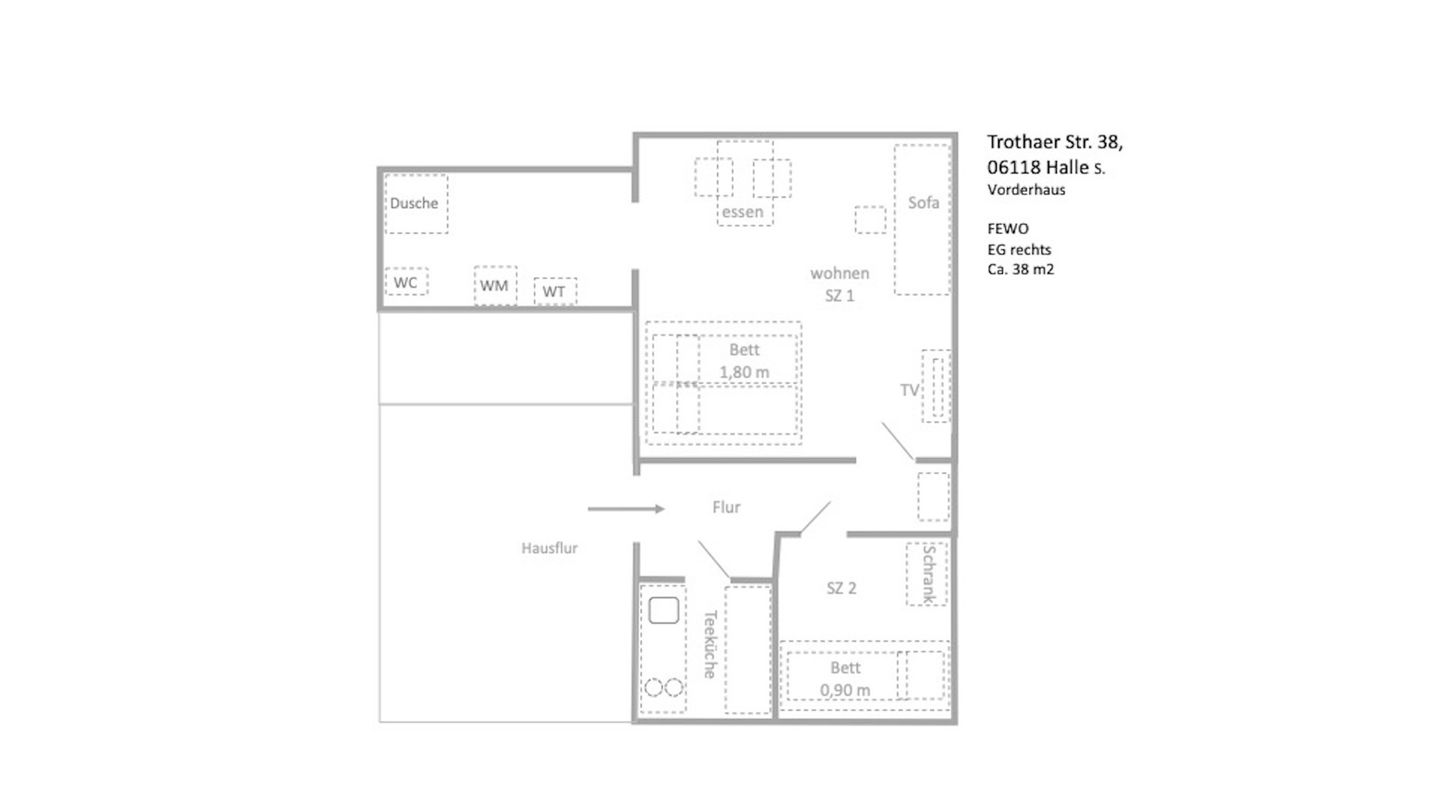  Einfaches Appartement "Hannes" in Halle inklusive Parkplatz Halle - Grundriss