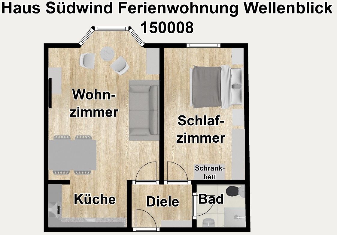 Haus Südwind Ferienwohnung Wellenblick Wangerooge - Grundriss