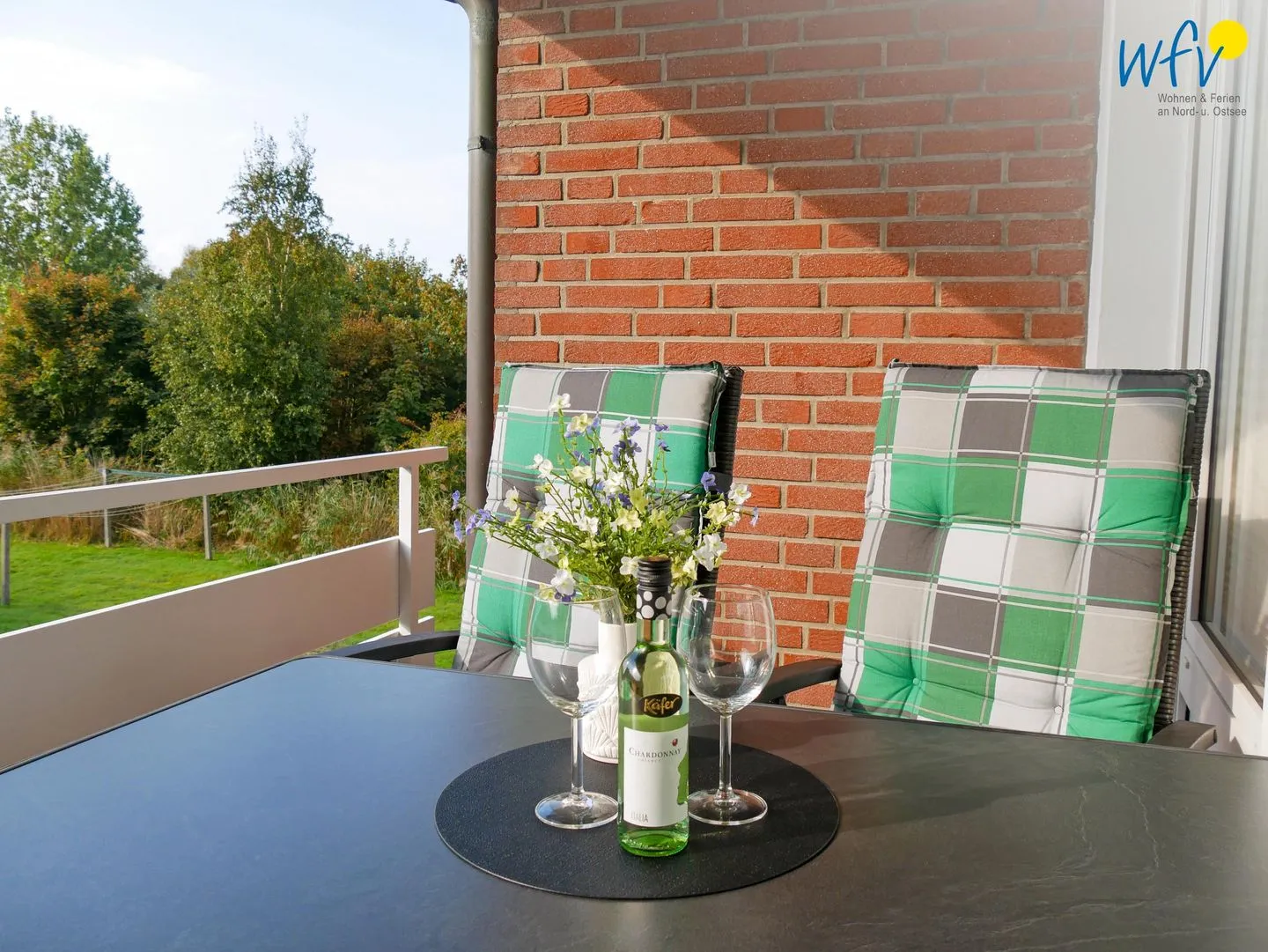 Ferienhaus Greune-Stee 87 Ferienwohnung Uttiet bi de Düün Borkum - Balkon Westseite