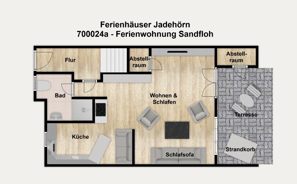 Ferienhäuser Jadehörn Ferienwohnungen Sandfloh + Sonnenstern Wangerooge - Grundriss