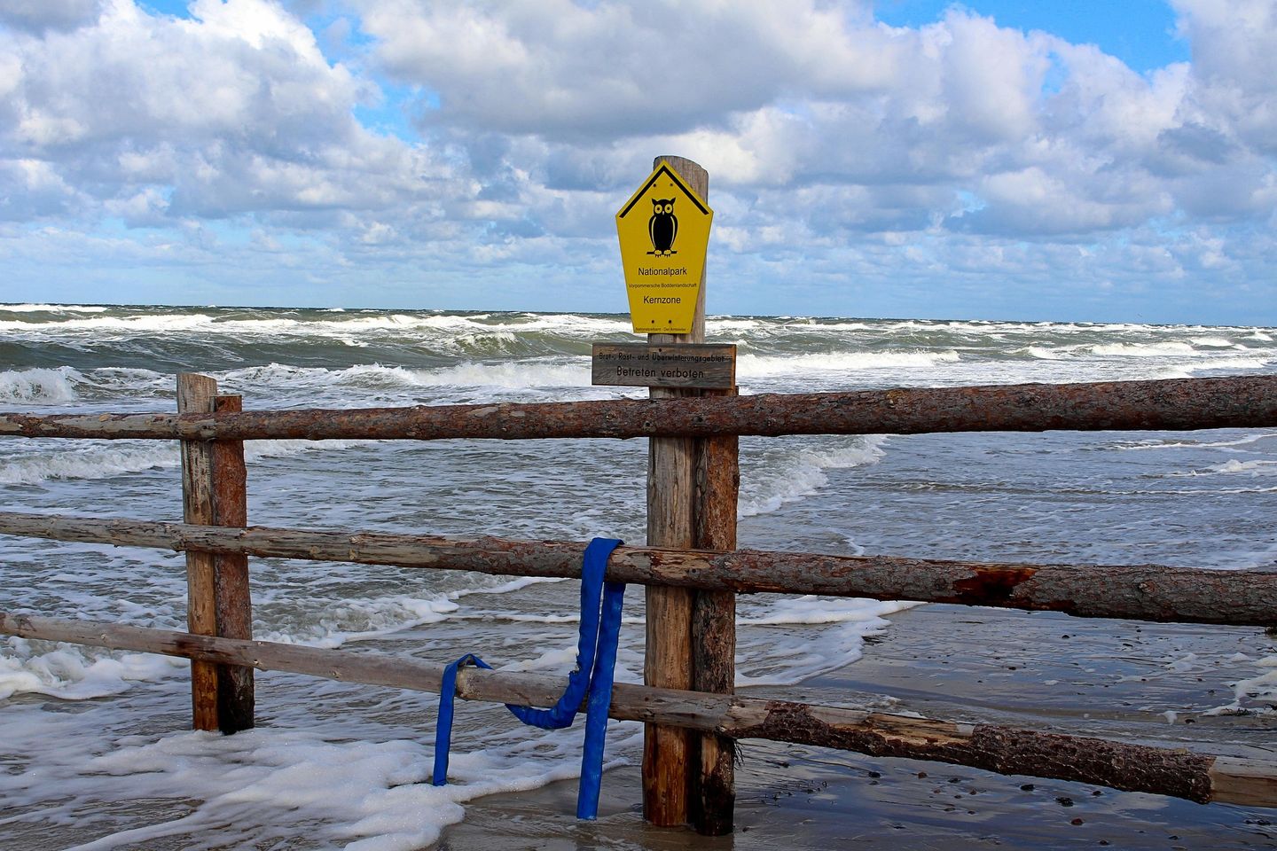 Weststrand am Darßer Ort mit Blick auf die schäumende Ostsee