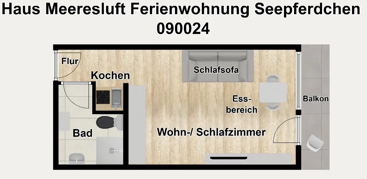 Haus Meeresluft Ferienwohnung Seepferdchen Wangerooge - Grundriss