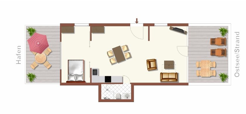 Strandvilla Beletage - exklusive Wohnung mit einzigartigem Meer - und Hafenblick  - Grundriss