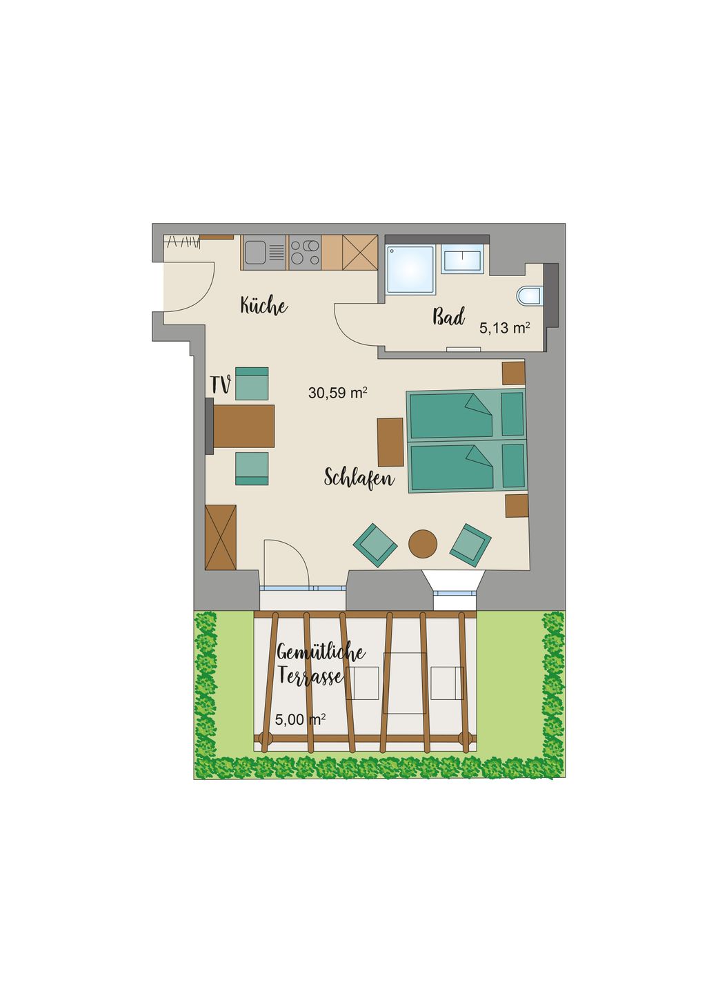  Appartement 1 mit Terrasse Muhr am See - Grundriss