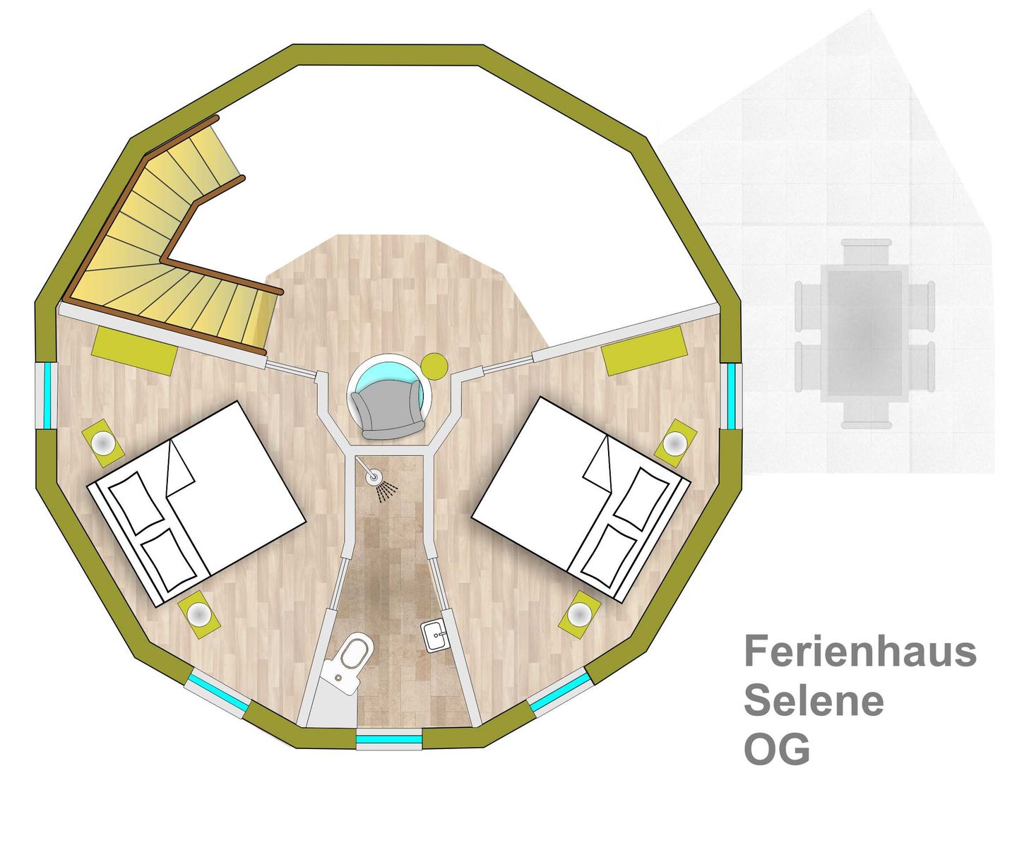  Selene Tollensesee – Penzlin/Wustrow - Kugelhaus Selene - Grundriss OG