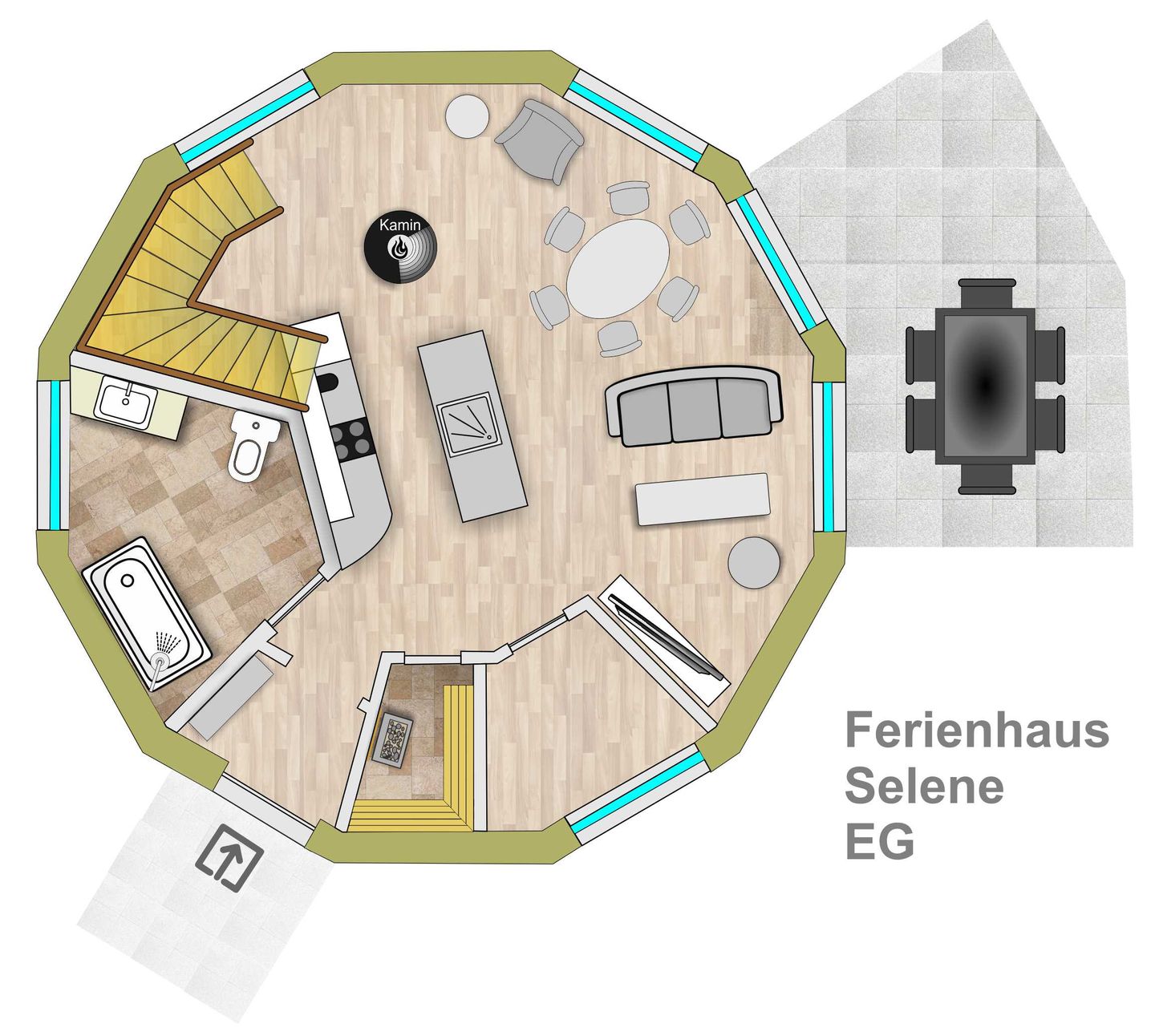  Selene Tollensesee – Penzlin/Wustrow - Kugelhaus Selene - Grundriss UG