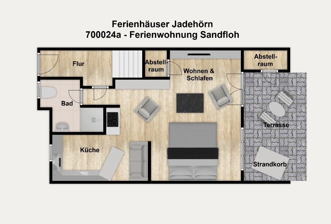 Ferienhäuser Jadehörn Ferienwohnung Sandfloh Wangerooge - Grundriss