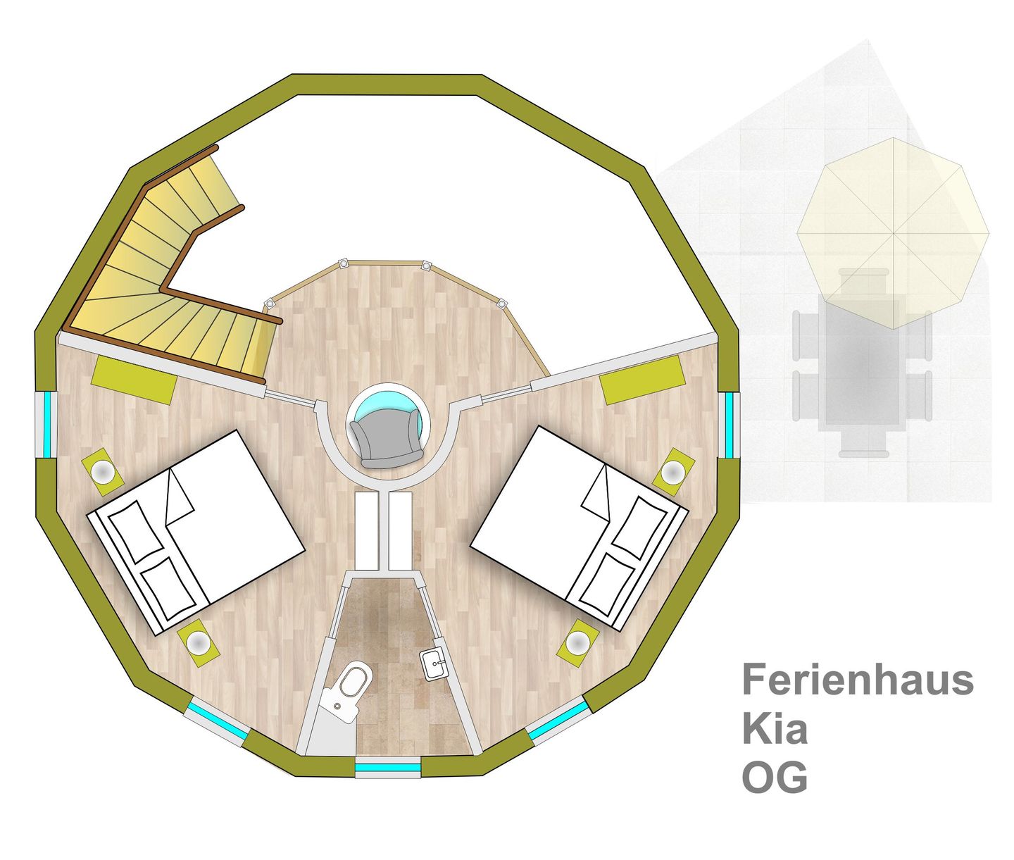  Kia Tollensesee – Penzlin/Wustrow - Ferienhaus Kia - Kugelhaus am Tollensesee - Grundriss Obergeschoss