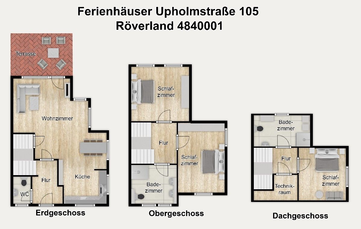 Ferienhaus Upholmstraße 105a Röverland Borkum - Grundriss