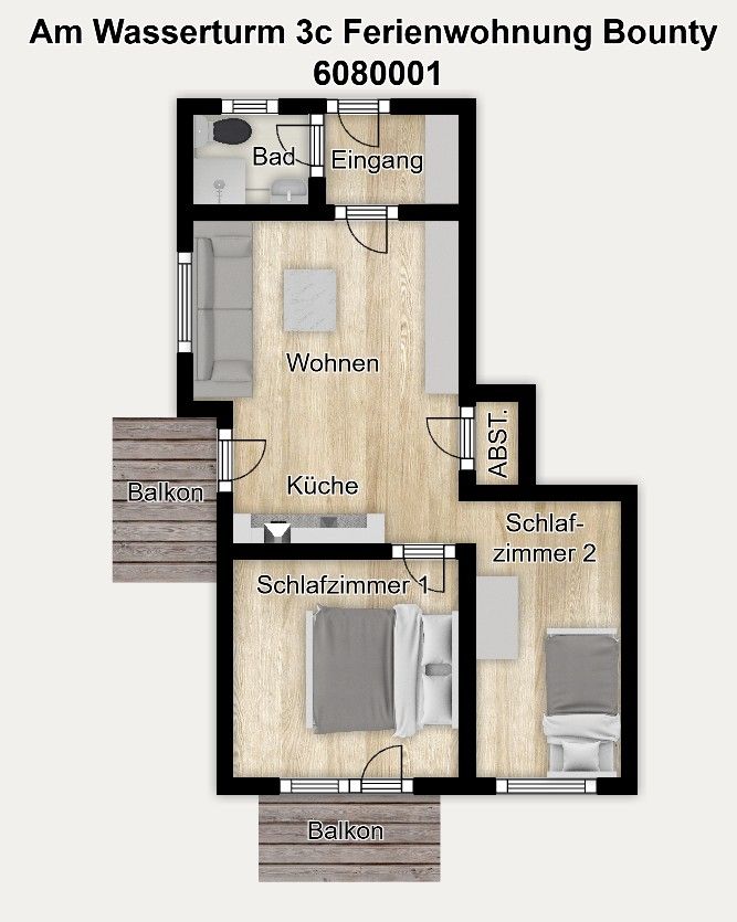 Appartementhaus am Wasserturm Ferienwohnung Bounty Langeoog - Grundriss