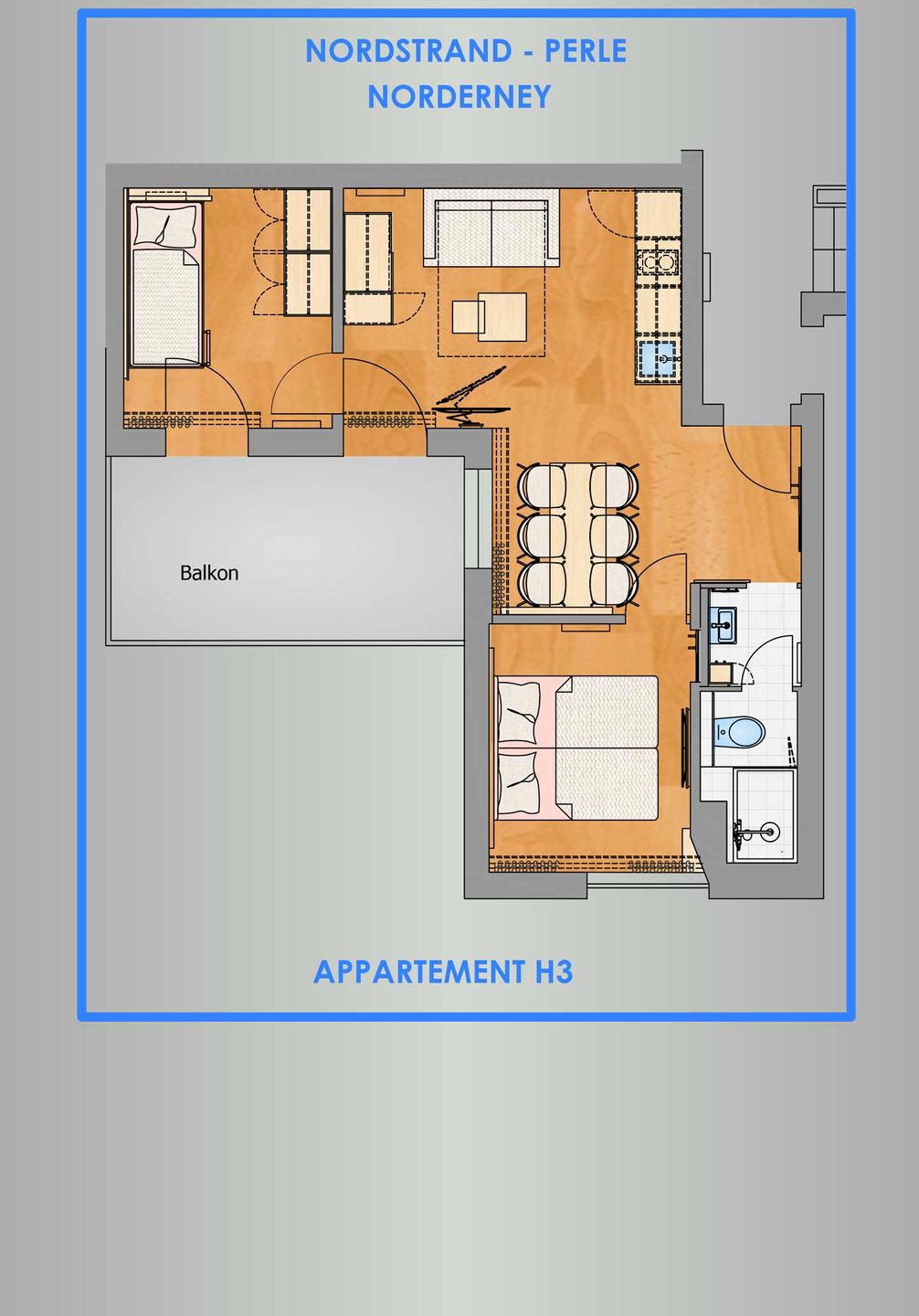  Nordstrandperle Ap. H3 Norderney Nordsee - Grundriss