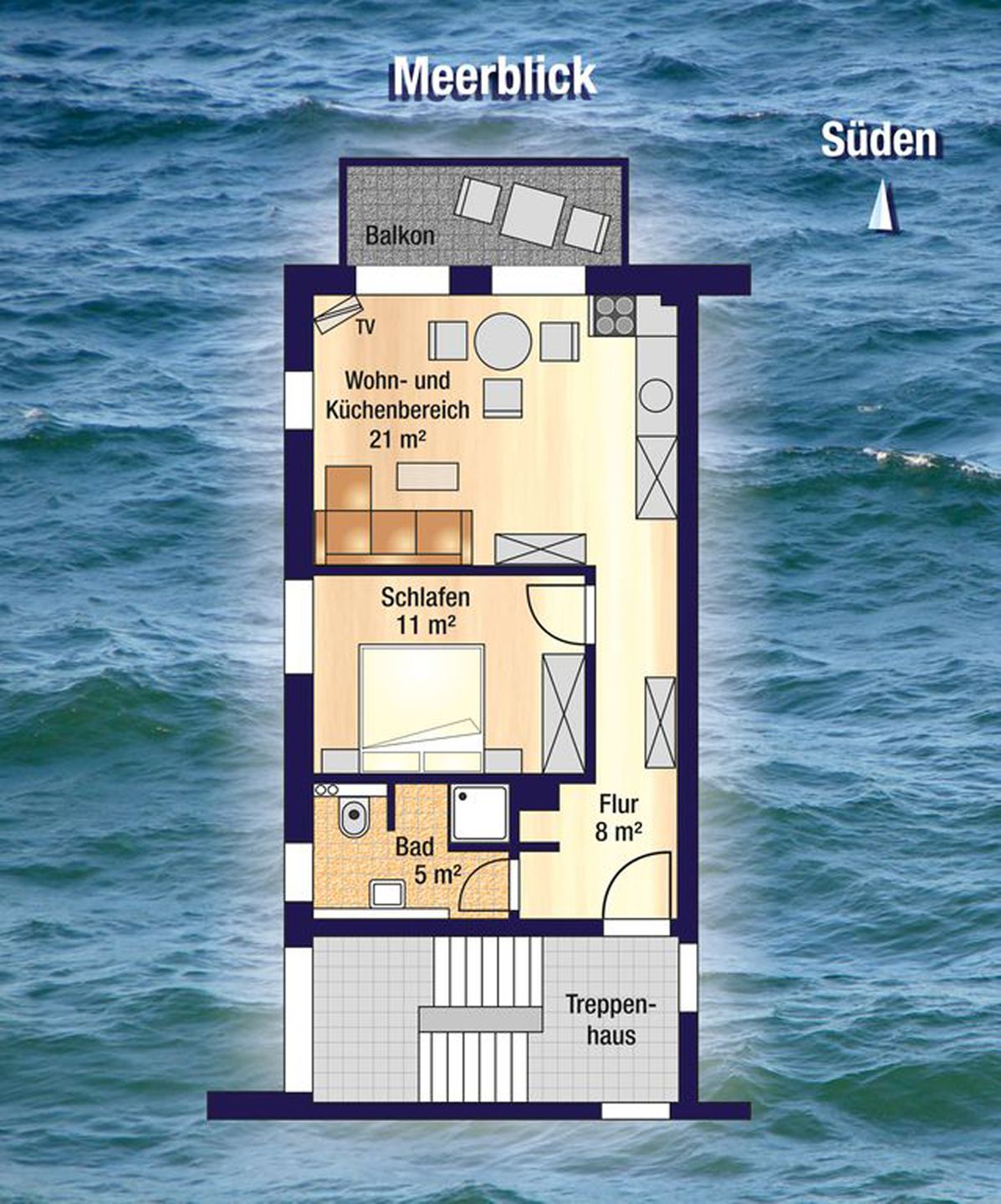  Villa Amelie, App. Seestern - mit Balkon und Meerblick Rügen - Grundriss