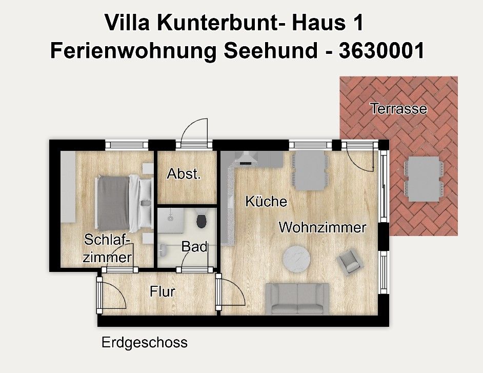 Villa Kunterbunt- Haus 1 Ferienwohnung Seehund Juist - Grundriss