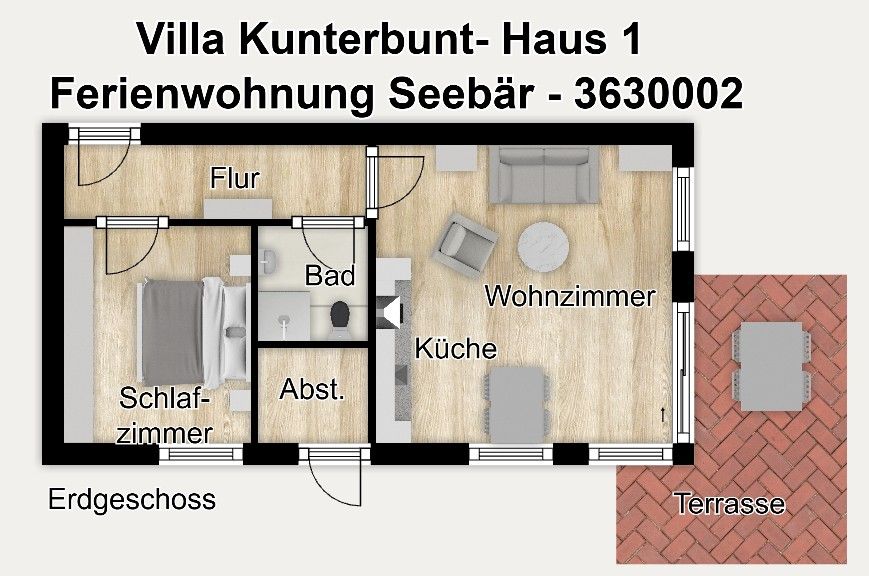 Villa Kunterbunt- Haus 1 Ferienwohnung Seebär Juist - Grundriss
