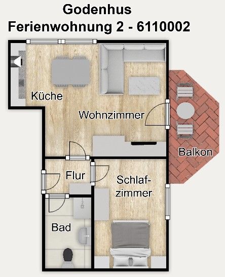 Godenhus Ferienwohnung Luisa Langeoog - Grundriss