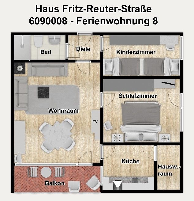 Haus Fritz-Reuter-Straße 3 Ferienwohnung 8 Langeoog - Grundriss