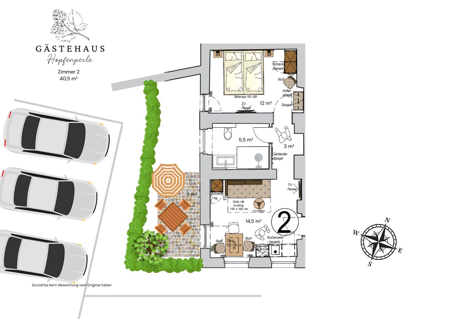  Apartment mit Terrasse "Traumhopfen" Spalt - Grundriss