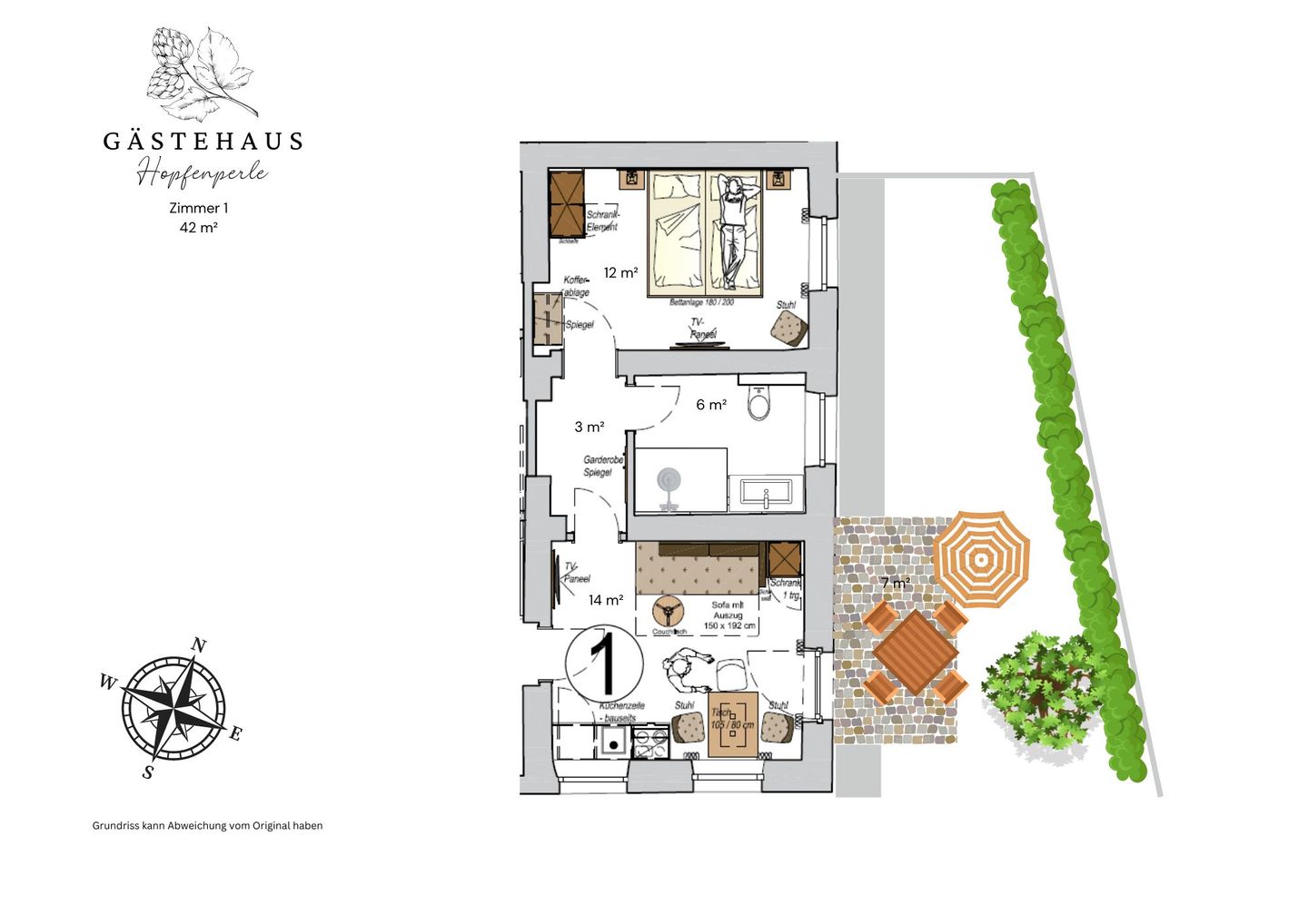  Apartment mit Terrasse "Blumentraum" Spalt - Grundriss