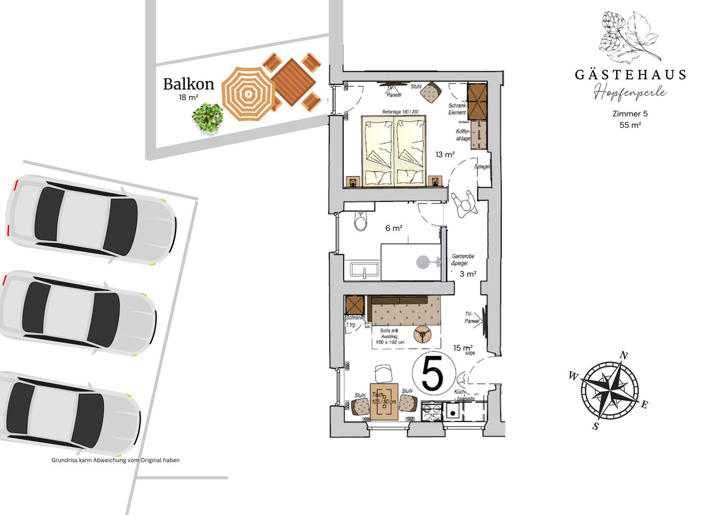  Apartment mit Balkon "Hopfenblick" 5 Spalt - Grundriss