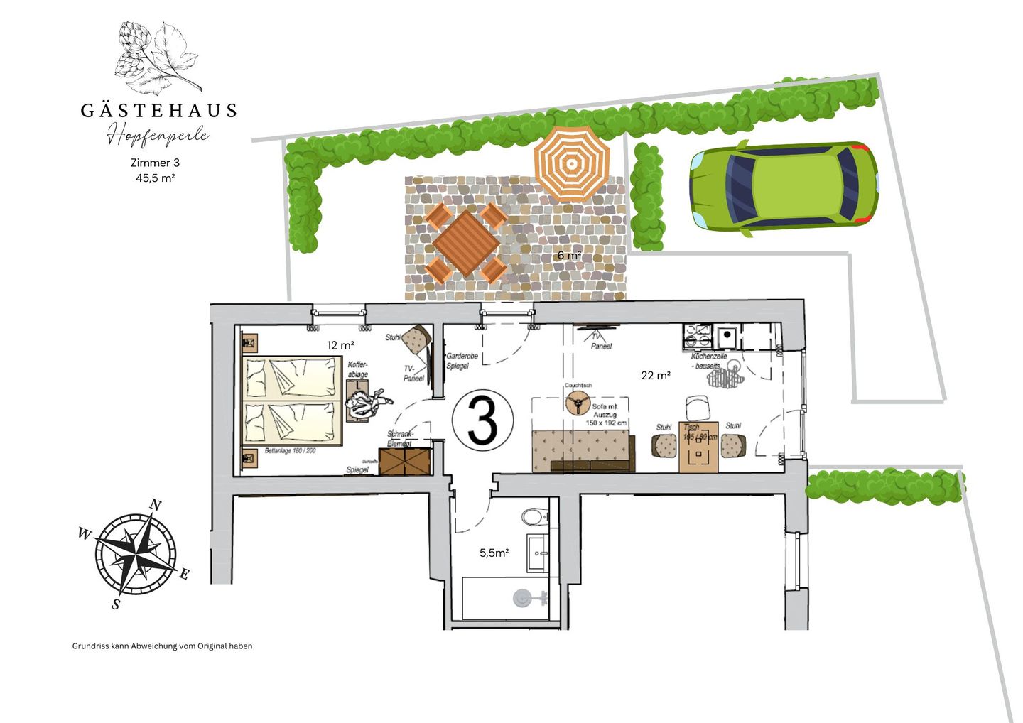  Apartment mit Terrasse "Zauberhopfen 3" Spalt - Grundriss