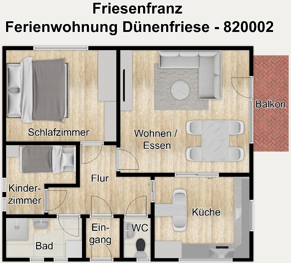 Friesenfranz Ferienwohnung Dünenfriese Wangerooge - Grundriss