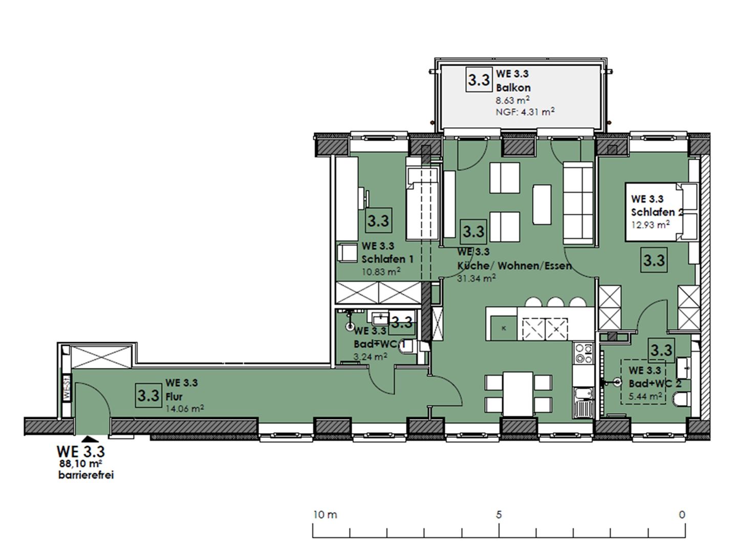  FeWo Baltic Sunrise in PRORA - 3.33 Prora - Grundriss