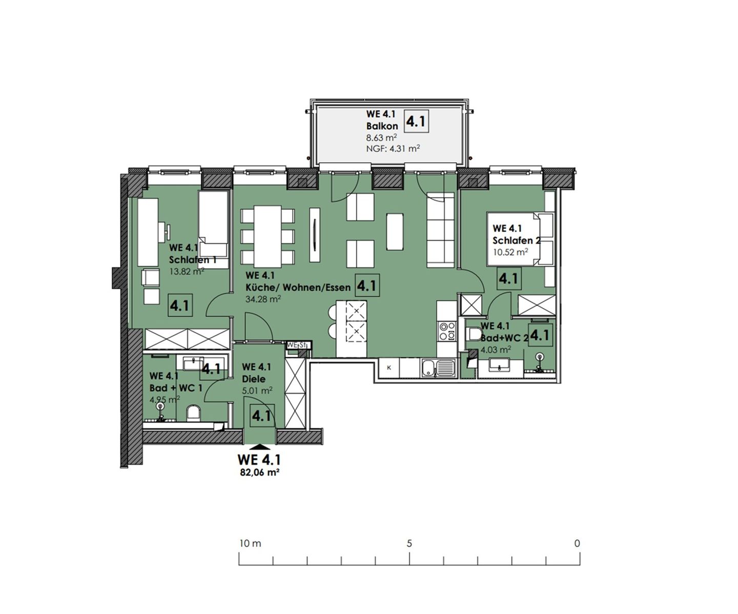  FeWo Beachfront in PRORA - 3.41 Prora - Grundriss