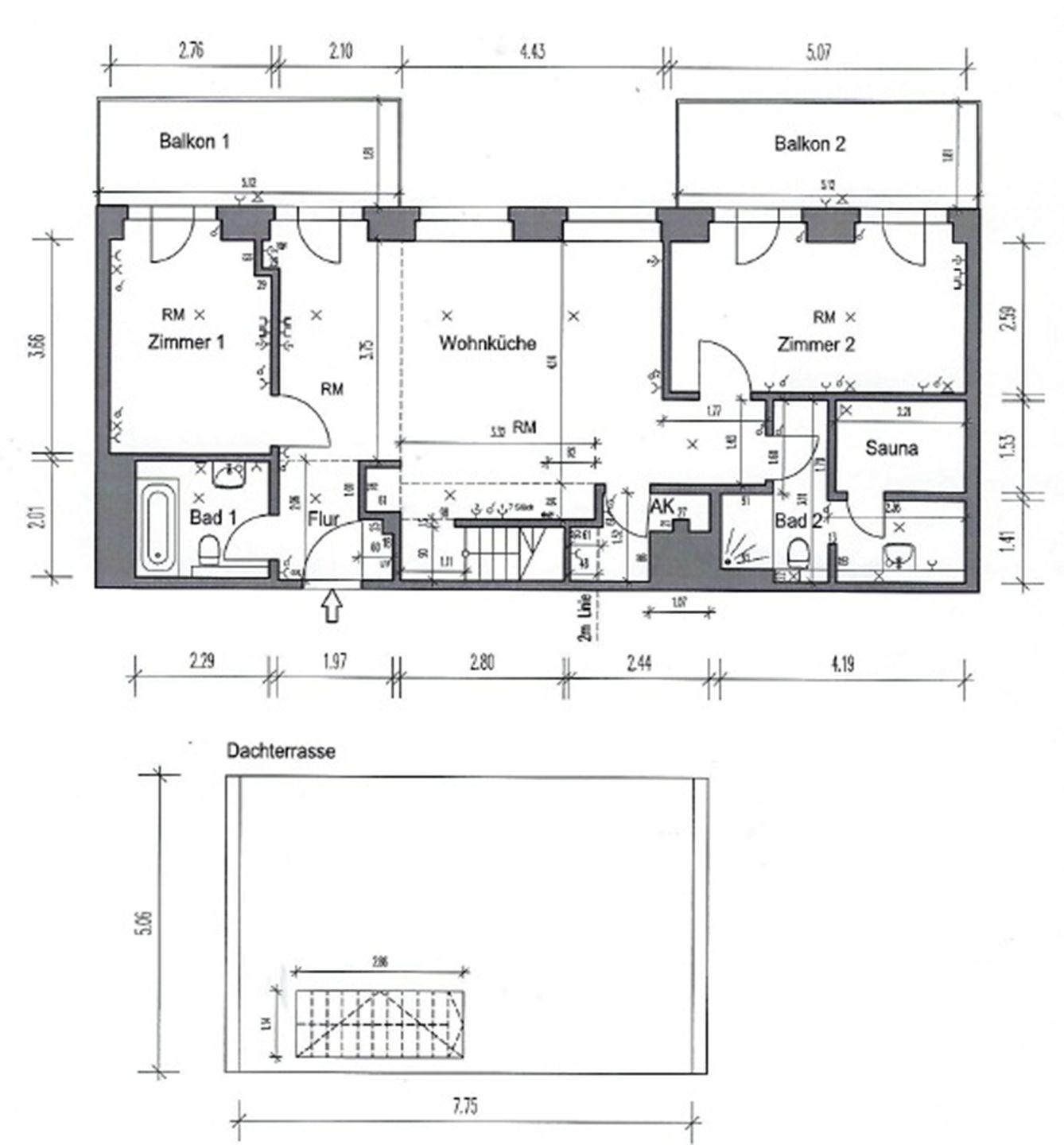  FeWo Meerzeit Dachterrasse & Spa in Block 1 Prora - Grundriss