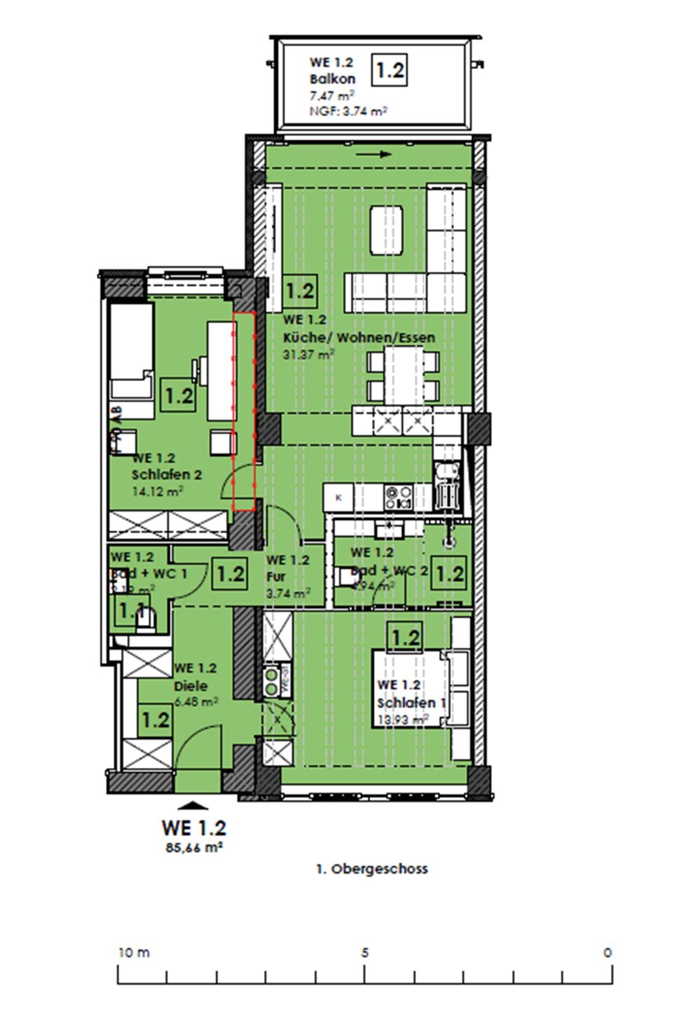  FeWo Loft Sturmmöwe in PRORA - 4.12 Prora - Grundriss