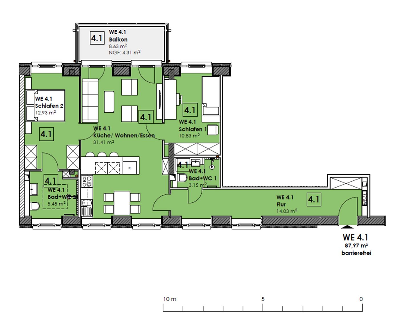 FeWo Aquarius in PRORA - 4.41 Prora - Grundriss