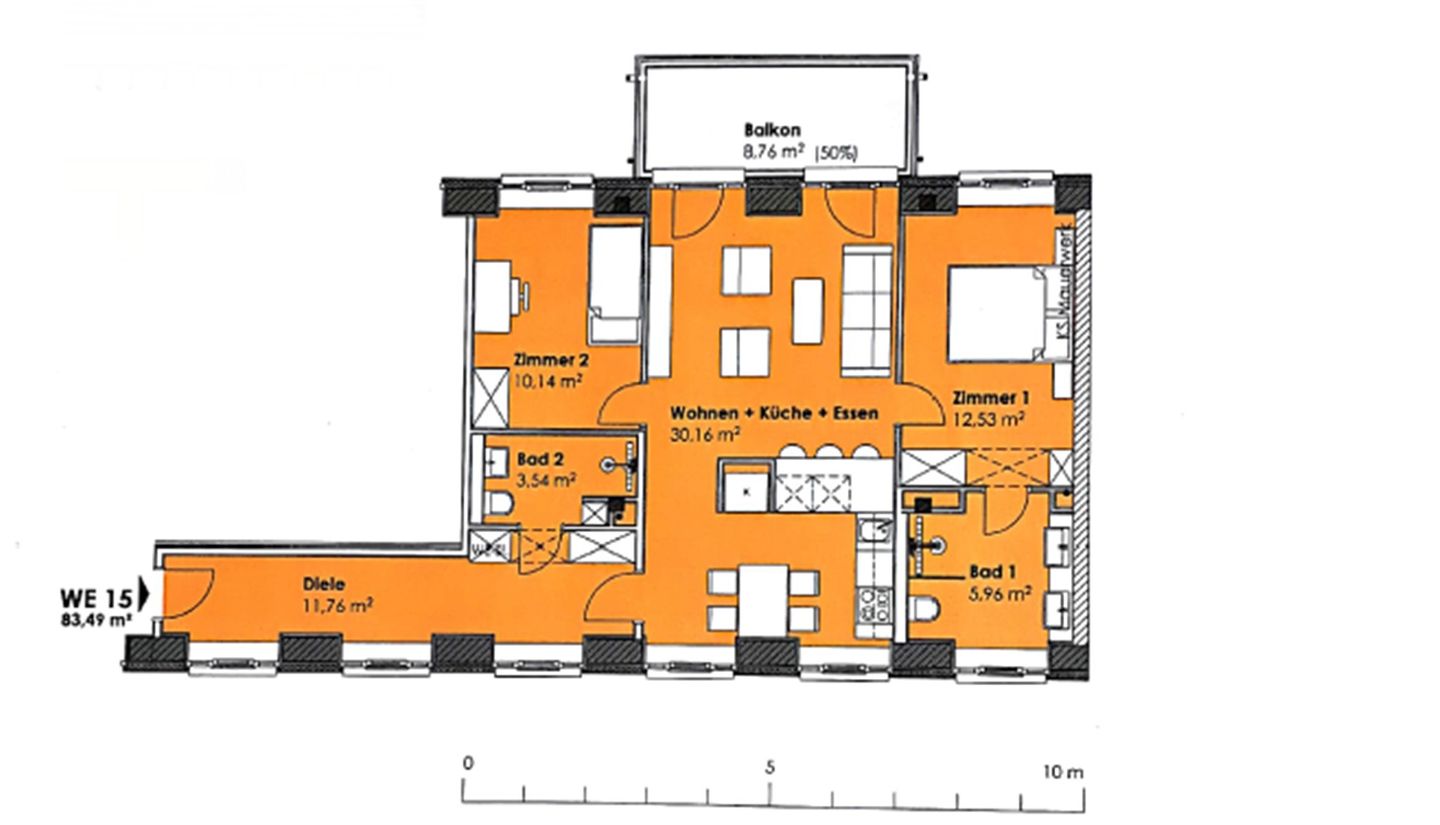  FeWo Strandgut in PRORA - 5.25 Prora - Grundriss