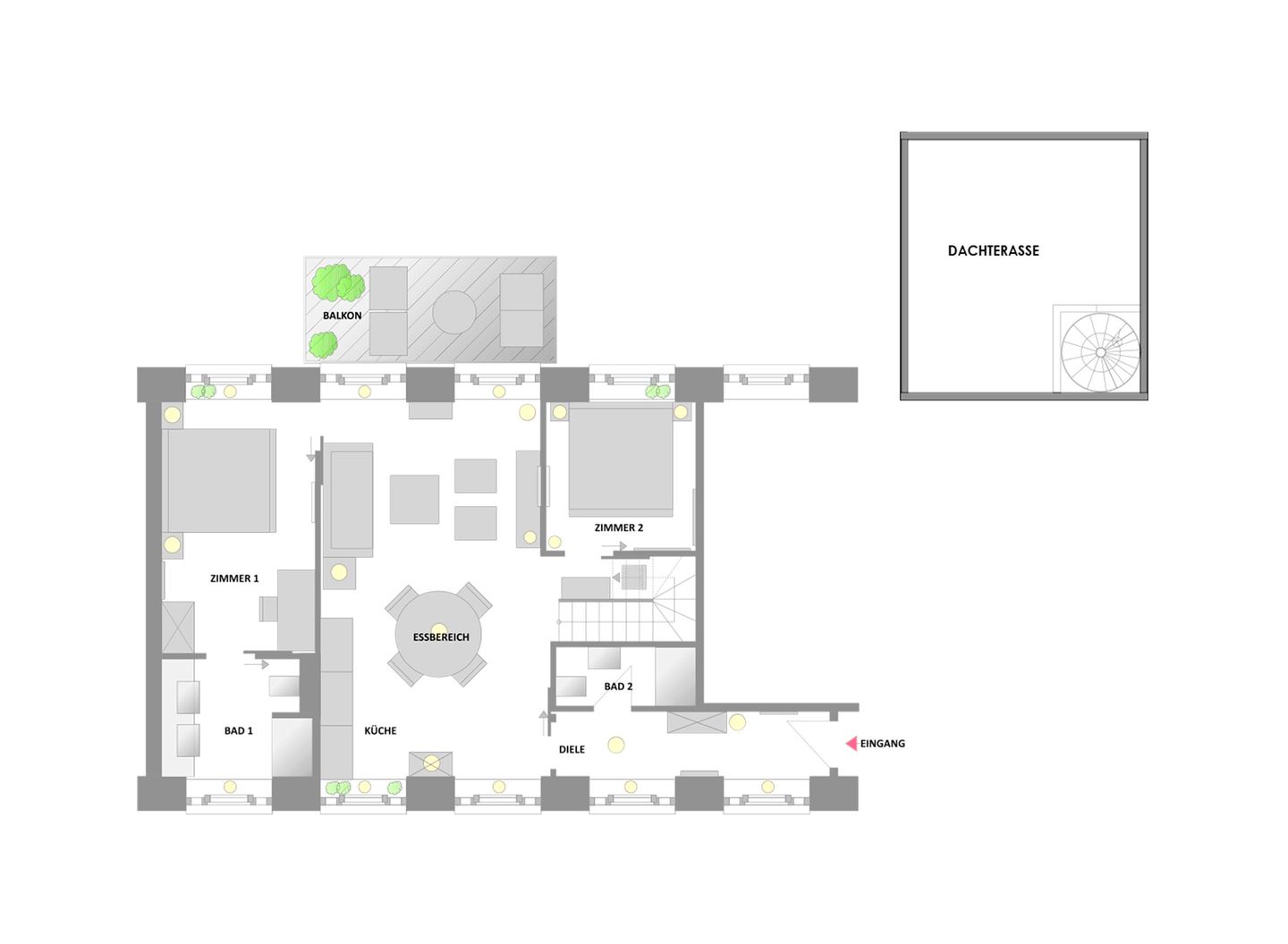  FeWo Sealion Dachterrasse in PRORA - 5.51 Prora - Grundriss