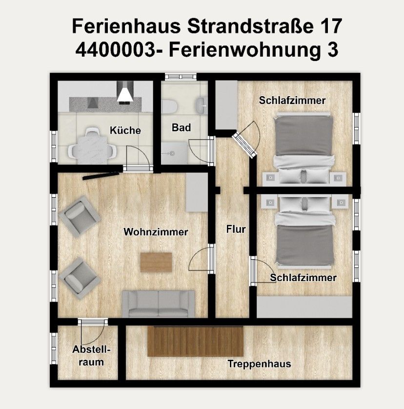 Ferienhaus Strandstraße 17 Ferienwohnung 3 Borkum - Grundriss