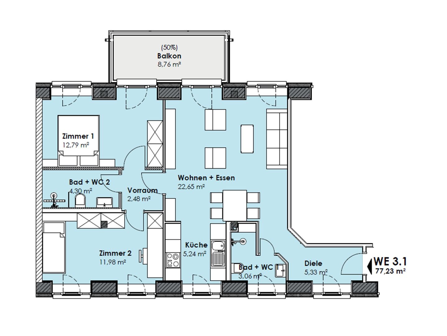  FeWo Strandidyll in PRORA - 9.31 Prora - Grundriss