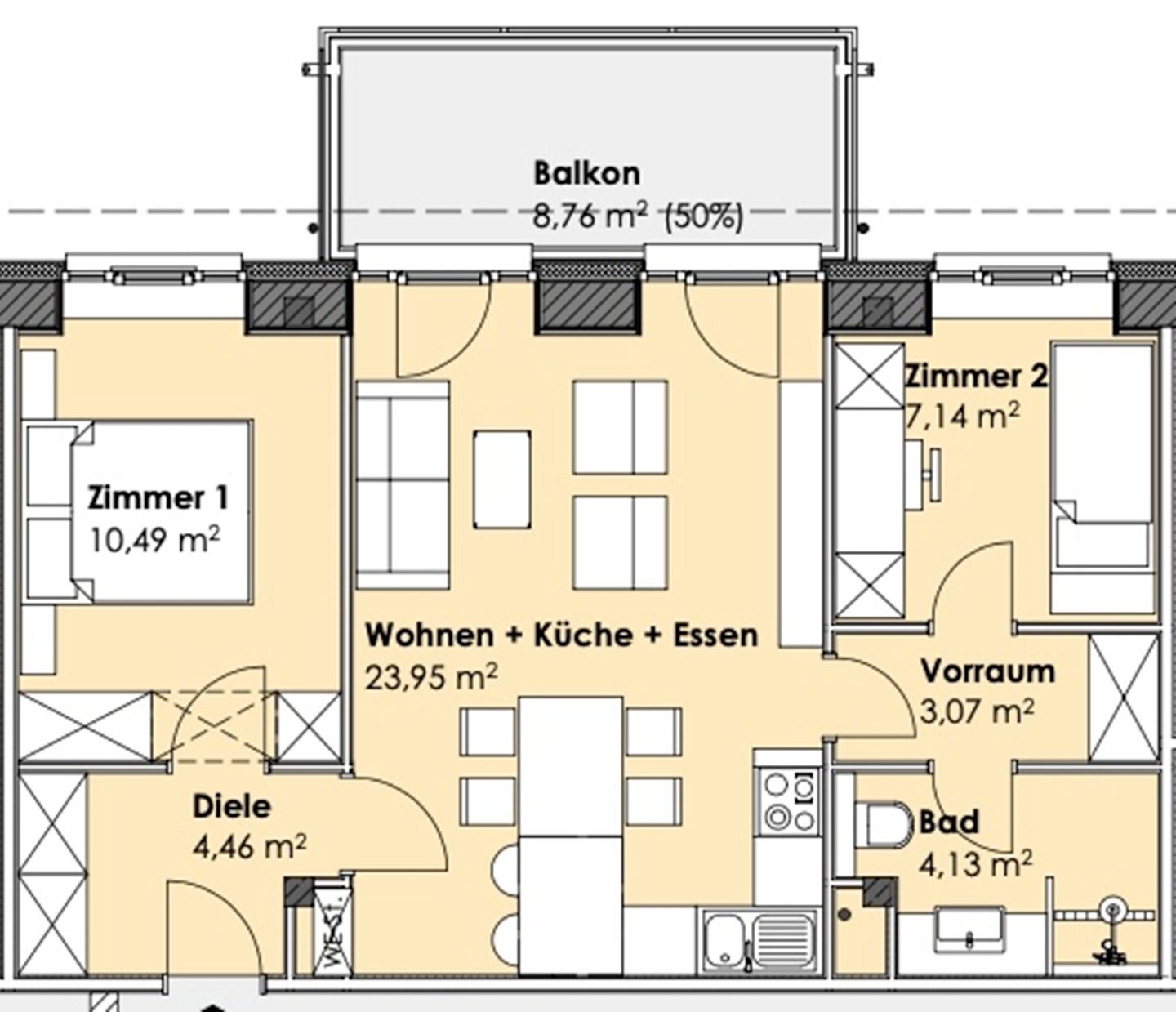  FeWo Ostwind in PRORA - 5.43 Prora - Grundriss