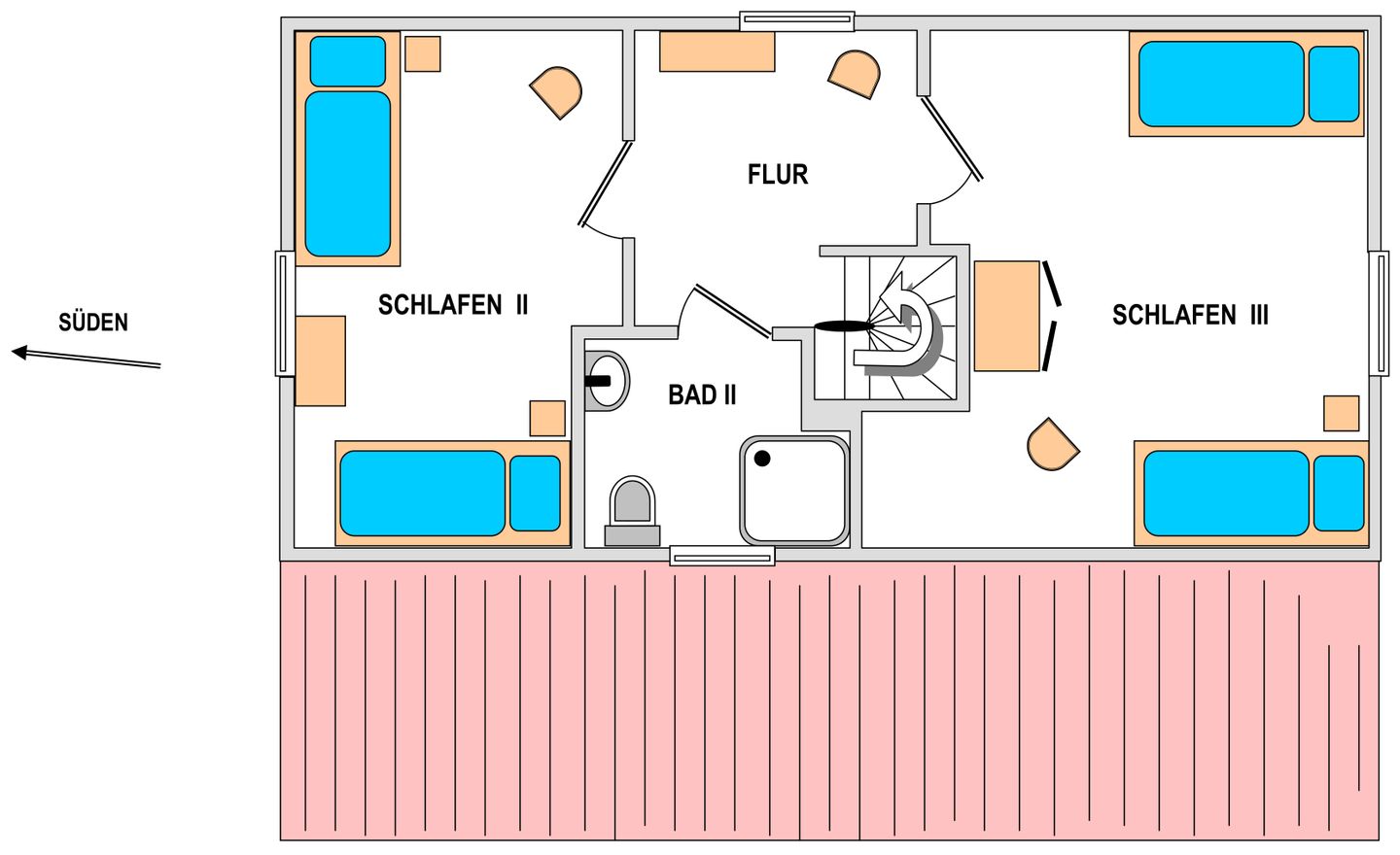 Albatros Whg.01 Wangerooge - Wohn- und Schlafbereich Dachgeschoss (2. Etage)
