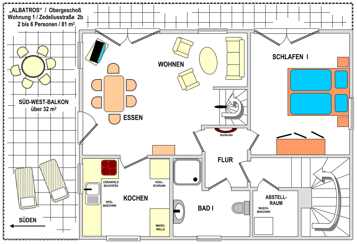 Albatros Whg.01 Wangerooge - Wohn- und Schlafbereich (1. Etage)