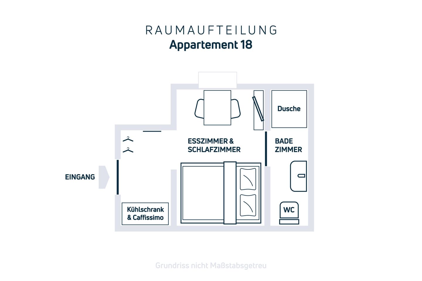  Mini-Appartement im Souterrain mit gratis Bettwäsche - Ideal für eine Nacht Haffkrug - Scharbeutz - Ansicht Zimmeraufteilung - 12qm