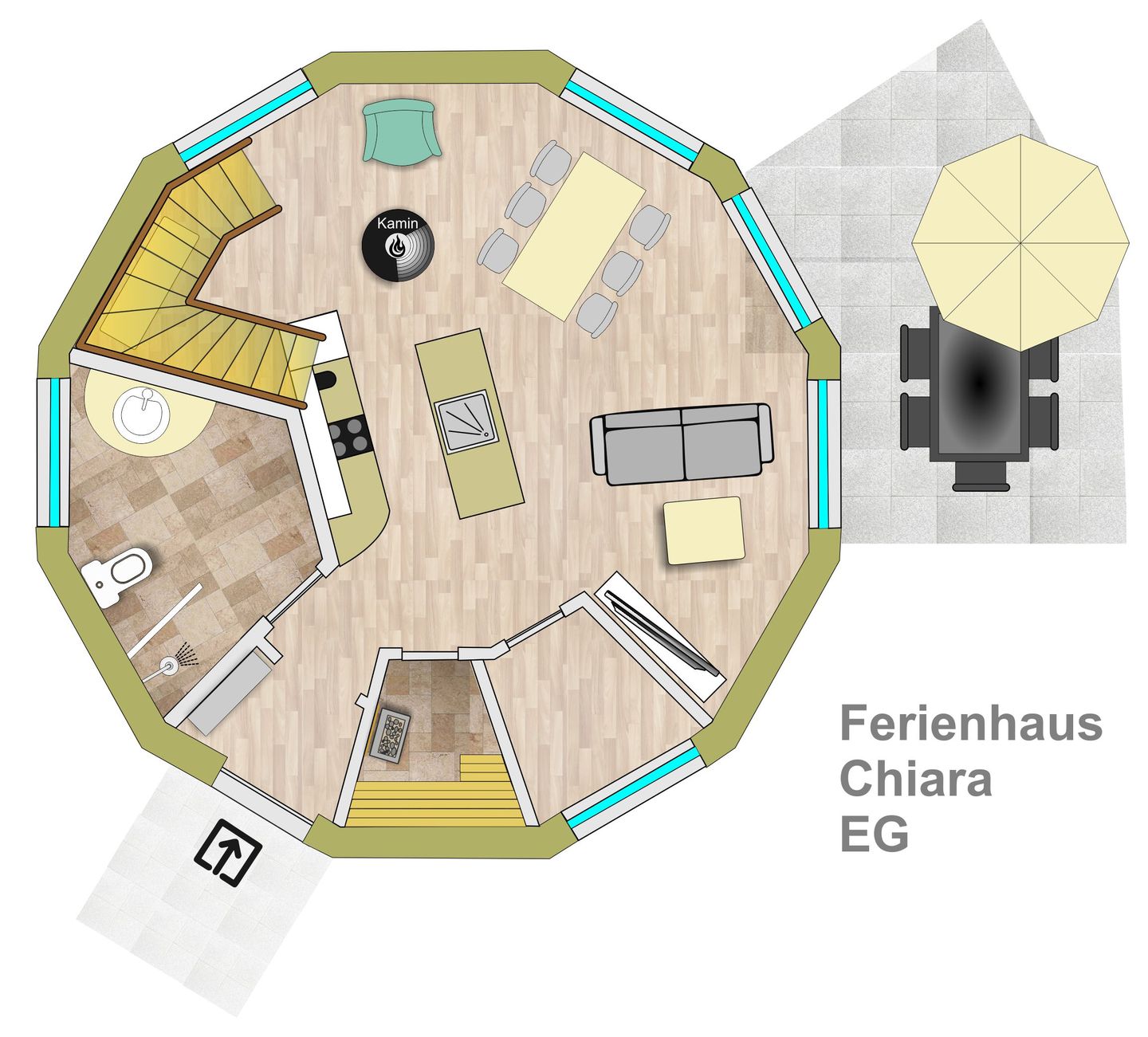  Chiara Tollensesee – Penzlin/Wustrow - Kugelhaus Chiara am Tollensesee Penzlin – Grundriss Erdgeschoss