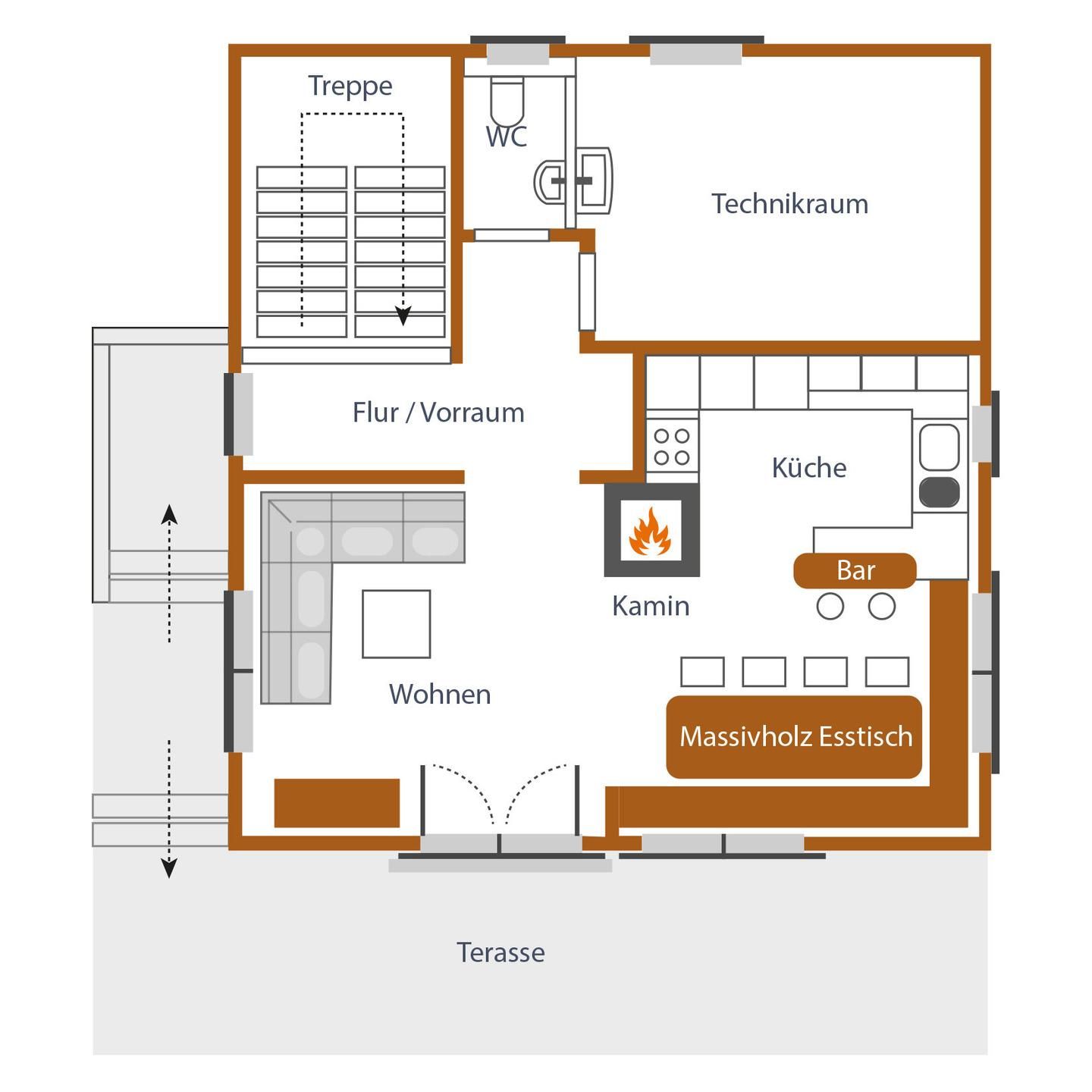  Chalet Huber by Alpenidyll Apartments Aich-Assach - Ground Floor Plan