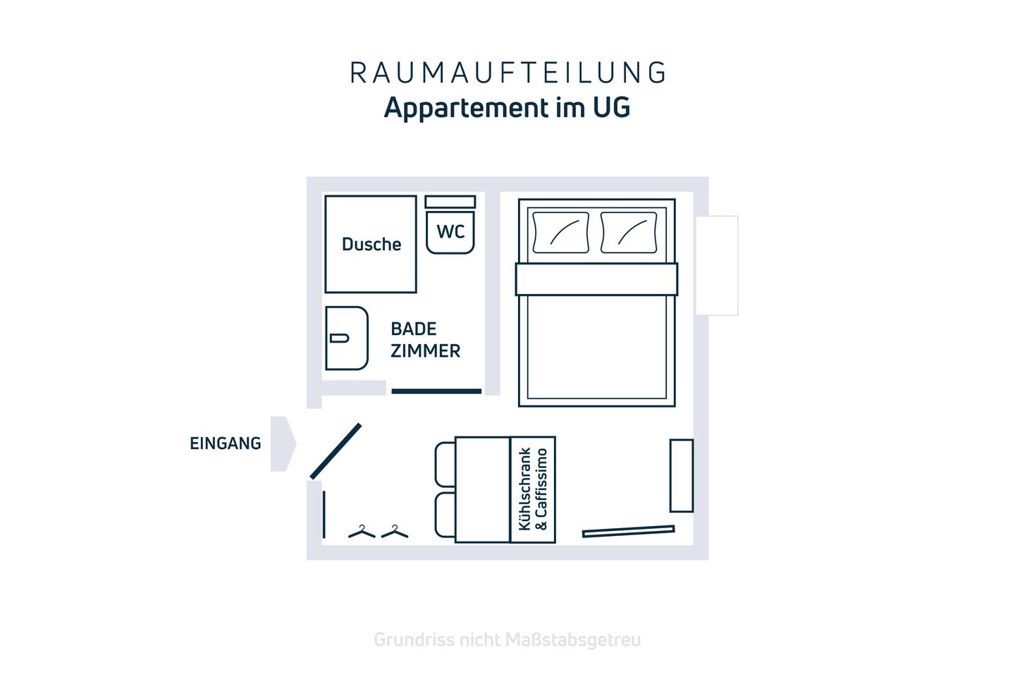  Strandnahe Mini Ferienwohnung im Souterrain mit gratis Wäschepaket Haffkrug - Scharbeutz - Ansicht Zimmeraufteilung