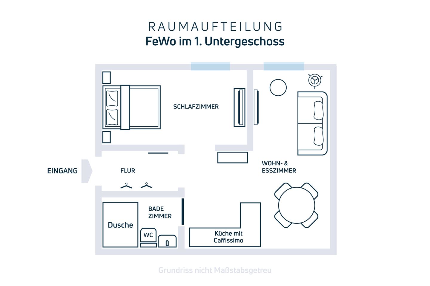  Stilvolle Ferienwohnung im Untergeschoss für Ostsee-Kurztrip Haffkrug - Scharbeutz - Ansicht der Raumaufteilung