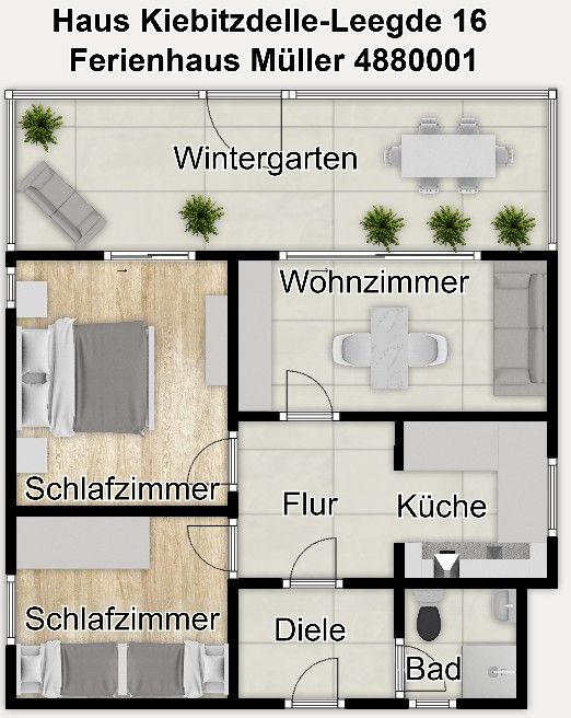 Haus Kiebitzdelle-Leegde 16 Ferienhaus Müller Borkum - Grundriss
