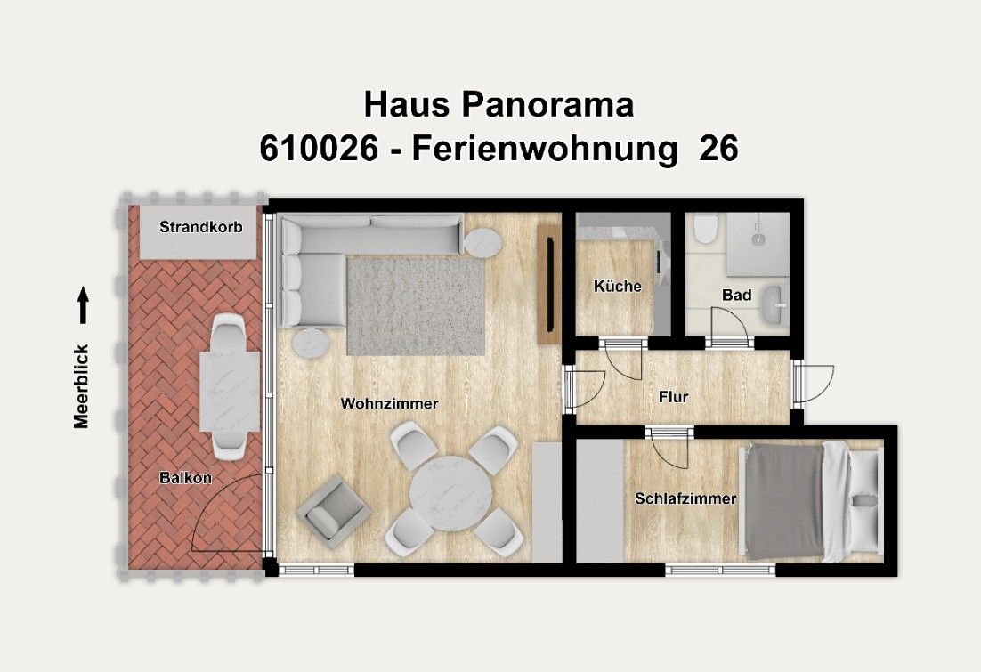 Haus Panorama Ferienwohnung Panorama 26 Wangerooge - Grundriss